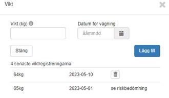 Felaktigt registrerad vikt